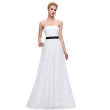 Starzz Strapless Off Shoulder Chiffon White Bridesmaid Dress ST000066-1